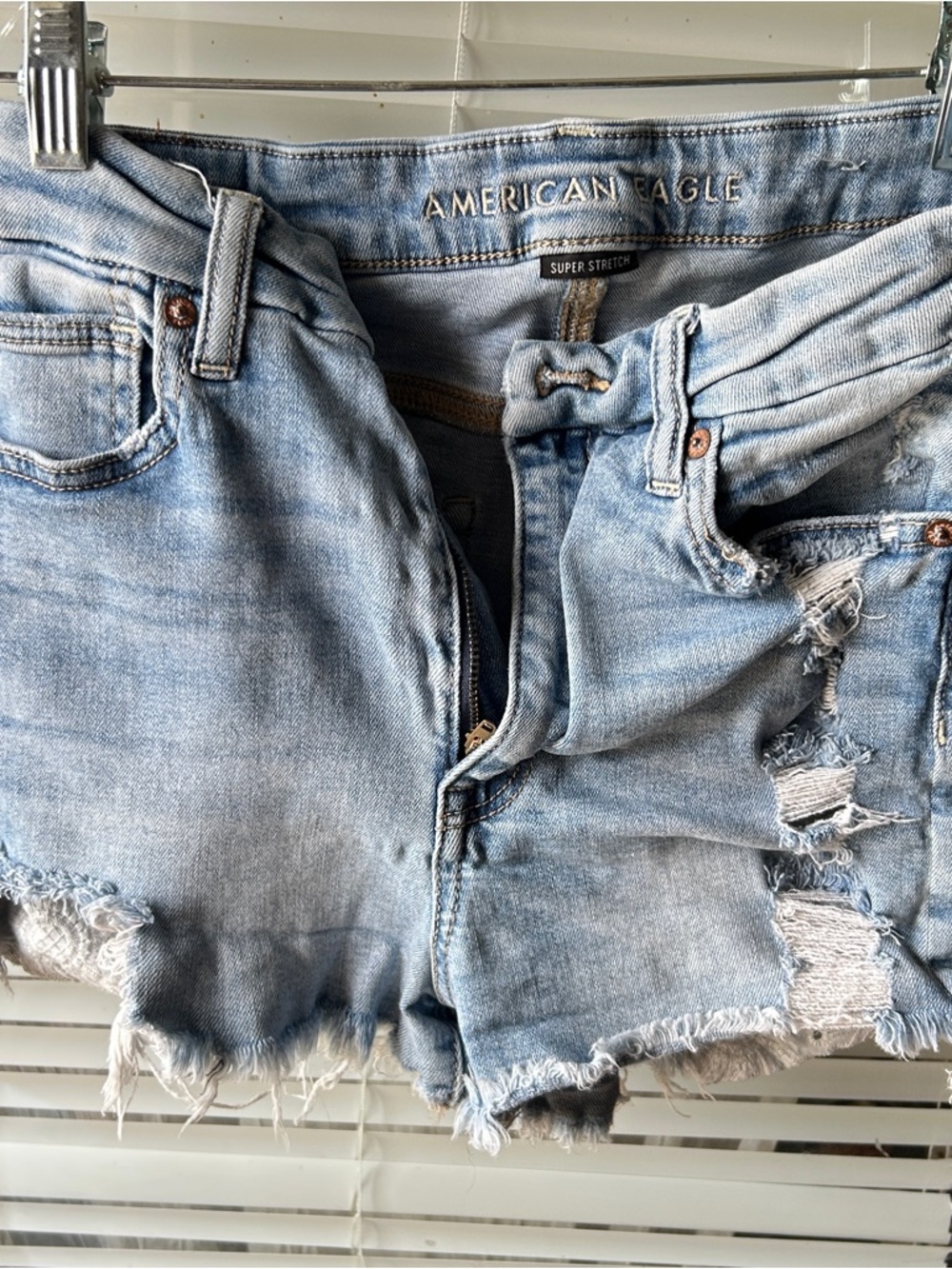 American Eagle Outfitters Light Wash Distressed Denim Shorts